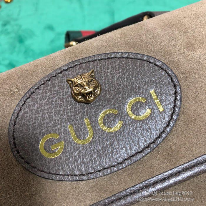 GUCCI古馳女包 新款 專櫃品質 501050 栗色磨砂皮 虎頭裝飾 翻蓋 復古斜挎包  ydgq3448